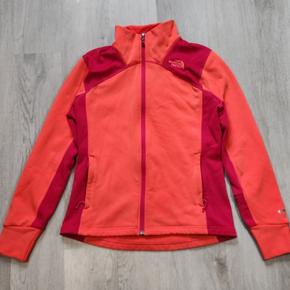 The North Face Flashdry Fleece Zip Up Jacket Women Medium Orange Red Blockcolor
